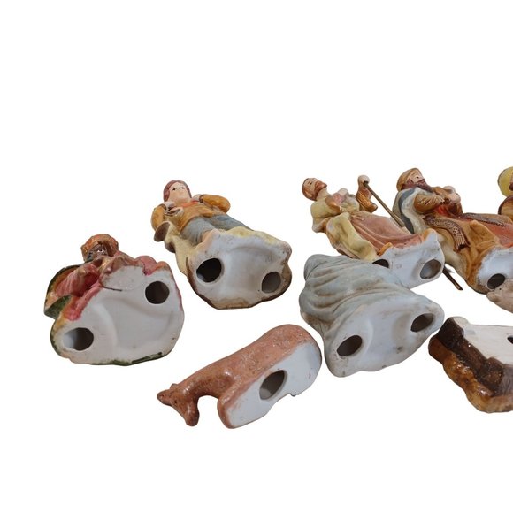 Vintage 11 Piece Ceramic Nativity Figure Set 2" to 8" Hand Painted Christmas - Picture 9 of 10